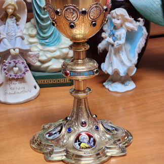 Antique All Sterling Silver Chalice with Enamels